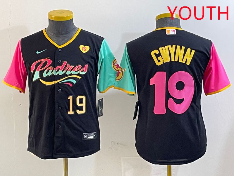 Youth San Diego Padres #19 Gwynn Black City Edition Game 2025 Nike MLB Jersey style 13